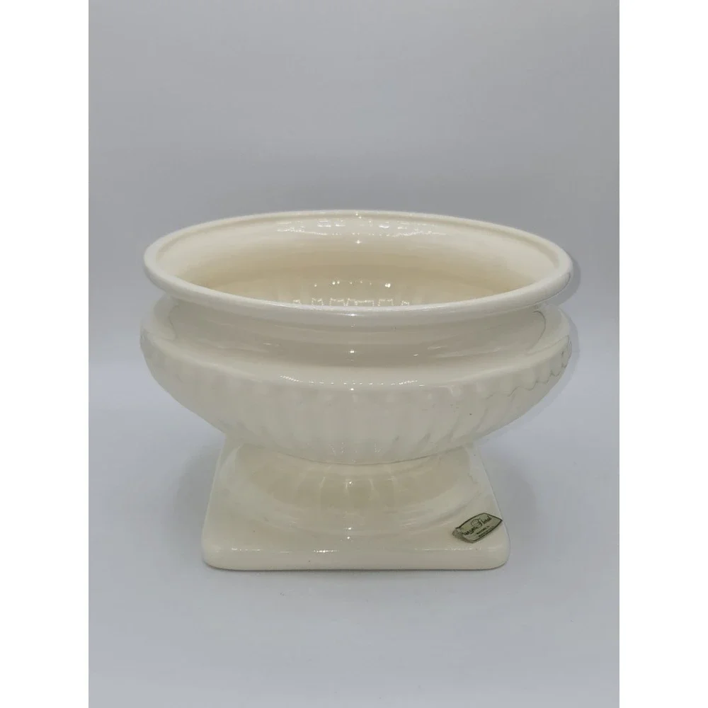 Haeger Floral Grecian Pedestal Urn Planter Ivory Ceramic Cachepot USA 8.5
